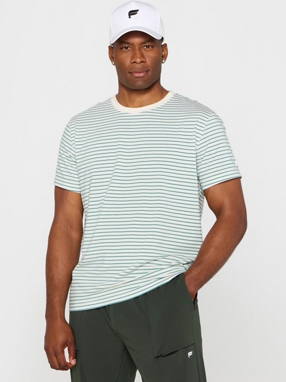 Fabletics The 24-7 Striped Tee Misty Jade Men’s Medium New